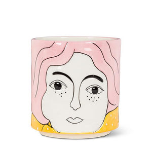 Pink Hair Girl Planter 4"