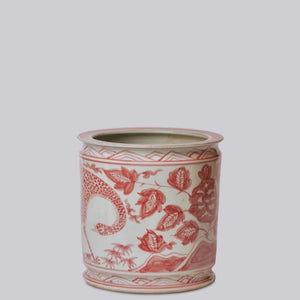 Peacock Red & White Pot 9"
