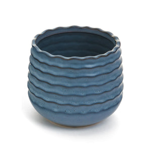 navy plant pot Navy Ruffles Barbate Pot | Indoor Plant Pots