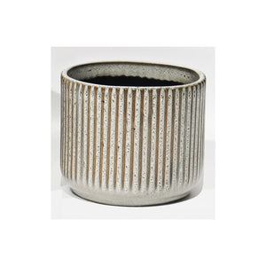 Striped Taupe Ceramic Pot 4"