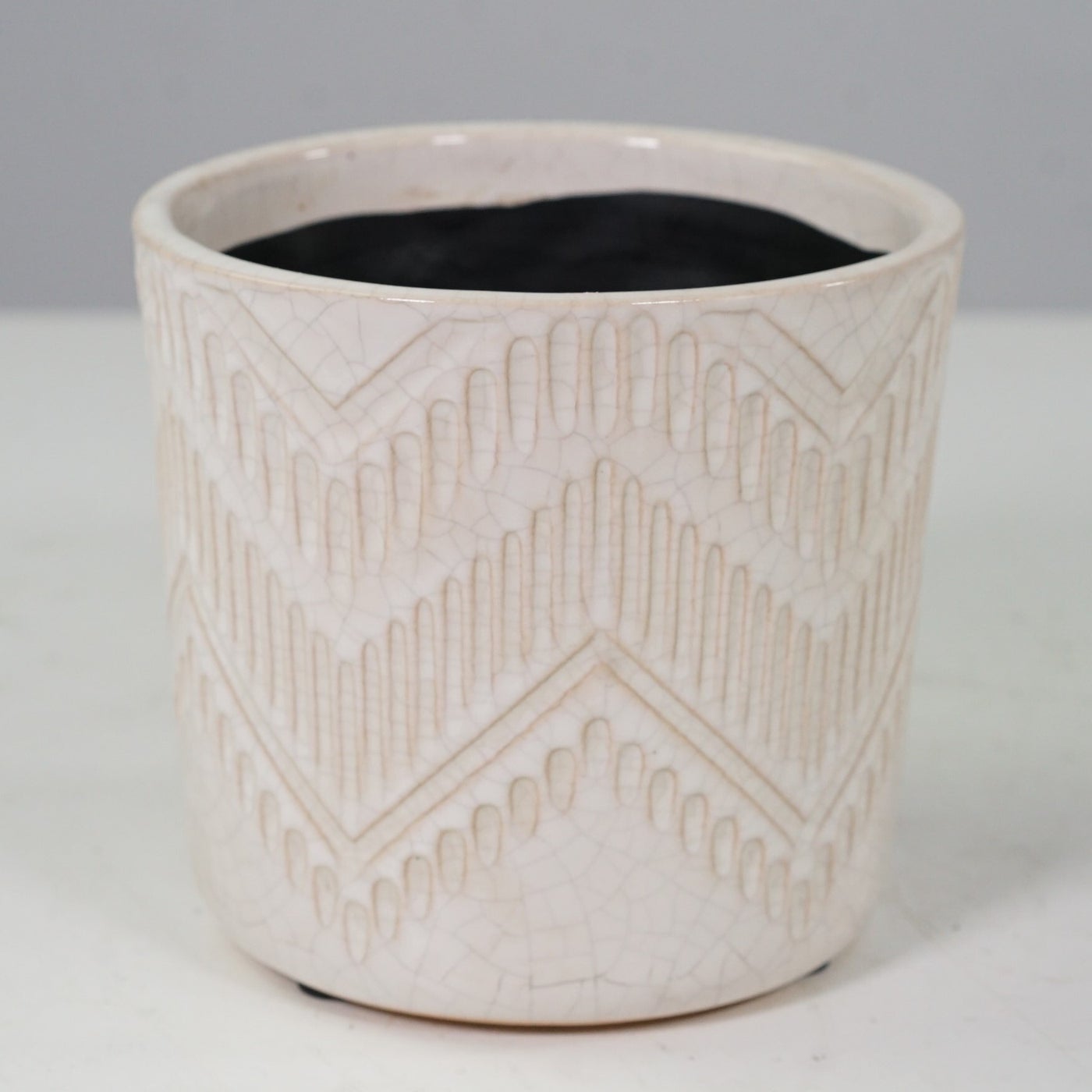 White Weaving Texture Ceramic Pot 4"