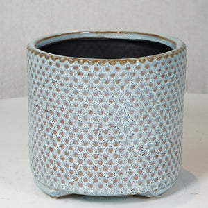 Light Blue Footed Ceramic Pot 4"