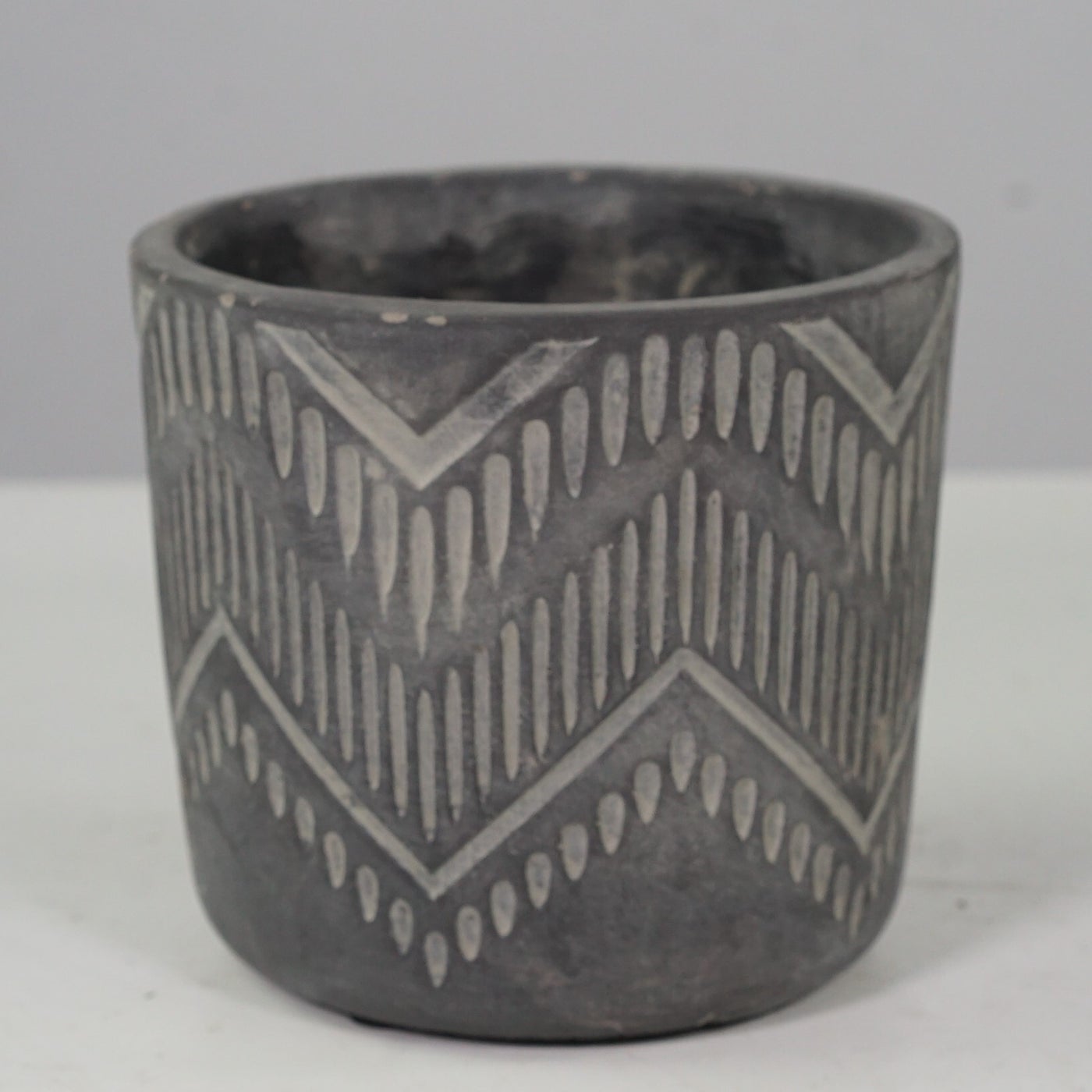 Black Weaving Texture Glazed Ceramic Pot 4"