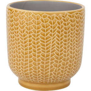 Mustard Gold Fern Pattern Pot 5"