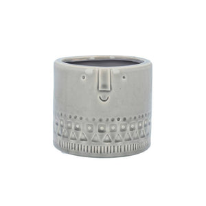 Grey Face Ceramic Planter