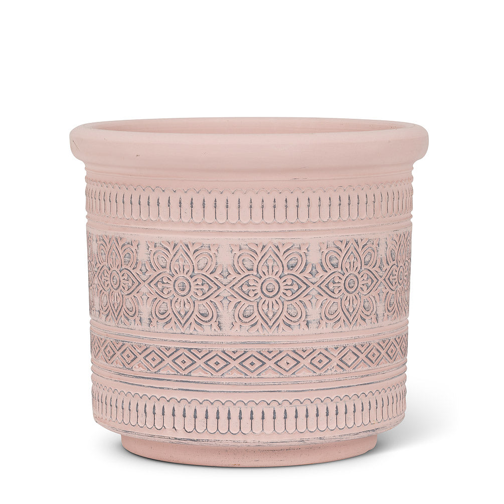 Pink Embossed Band Planter 4"