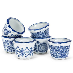 Blue/White Assorted Pots 3"