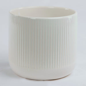 White Dolomite Striped Pot
