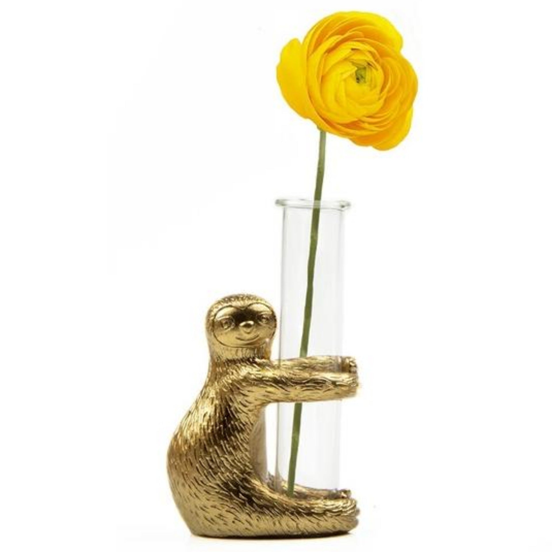 Sloth Test Tube Vase Gold