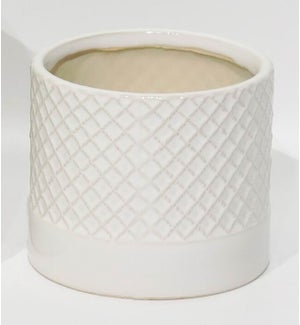 4" White Criss Cross Pattern Container